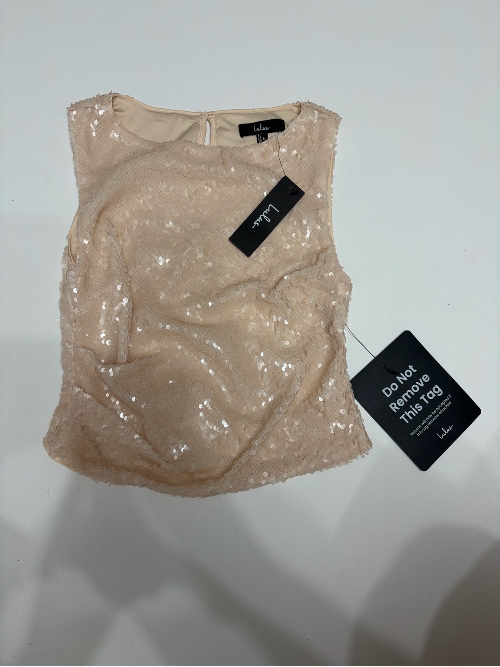 Lulu's Champagne Sequin Sleeveless Camisole size small cute sequins office wear